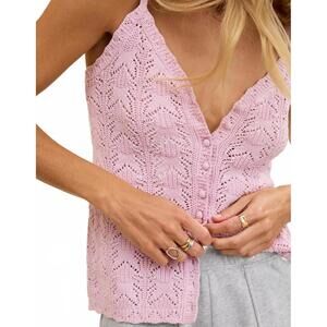 AE Aerie Sweater Button Front Tank Top American Eagle NWT Orchid Small
